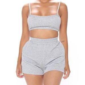 Kittenish Gray Quilted Lounge Set